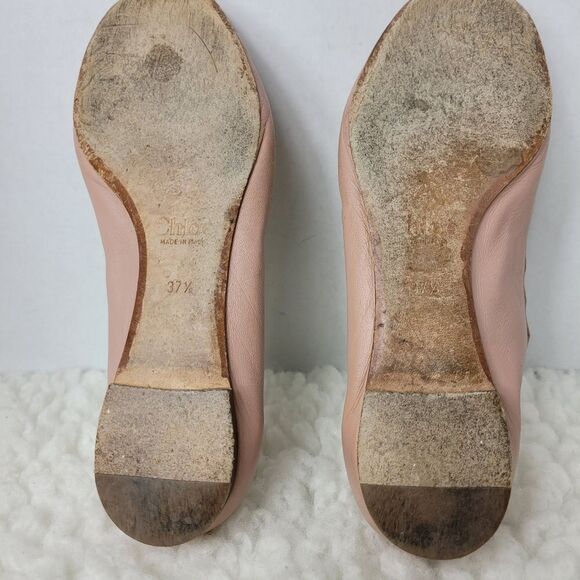 Chloe Lauren Nappa Leather Scalloped Trim Slip-on Ballet Flats - Picture 9 of 10